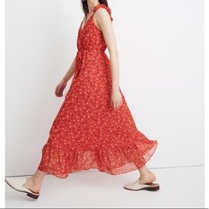 MADEWELL Ruffle-Strap Wrap Dress In Prairie Posies